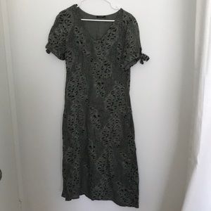 Green linen dress
